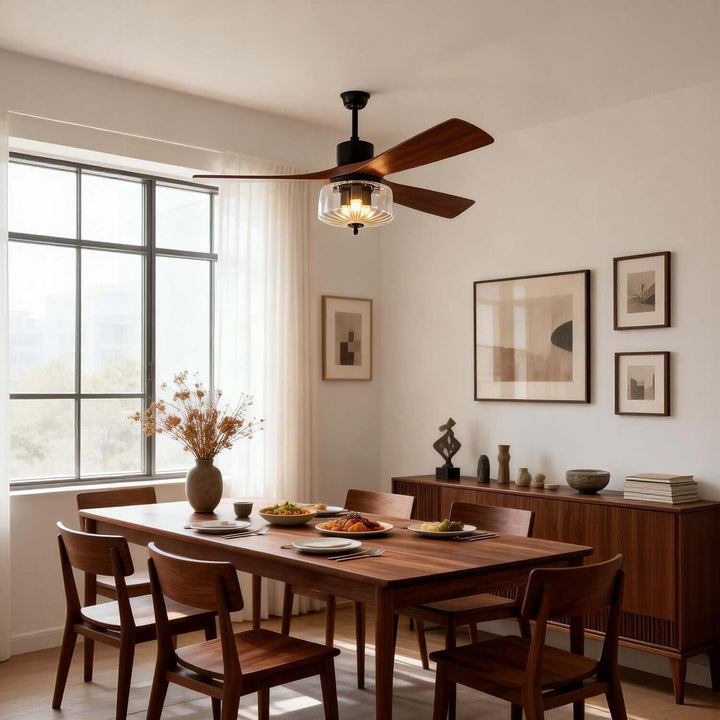 Mextro Ceiling Fan Light A | Vintage Wood Dining Light