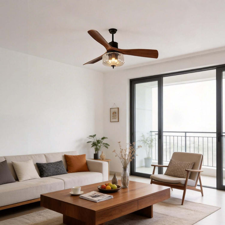 Mextro Ceiling Fan Light A | Vintage Wood Dining Light