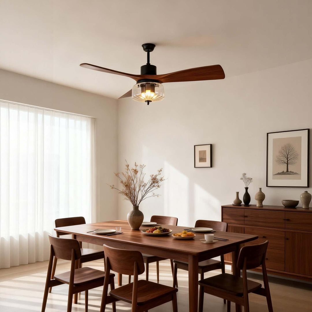 Mextro Ceiling Fan Light A | Vintage Wood Dining Light