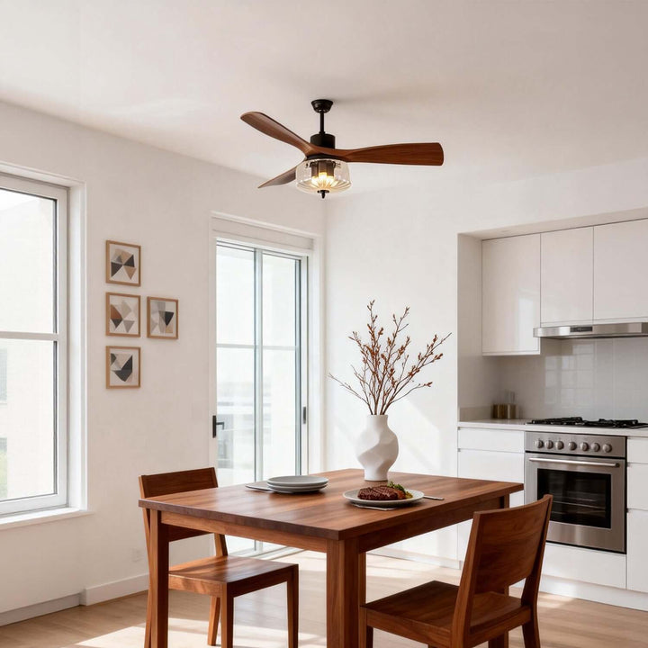 Mextro Ceiling Fan Light A | Vintage Wood Dining Light