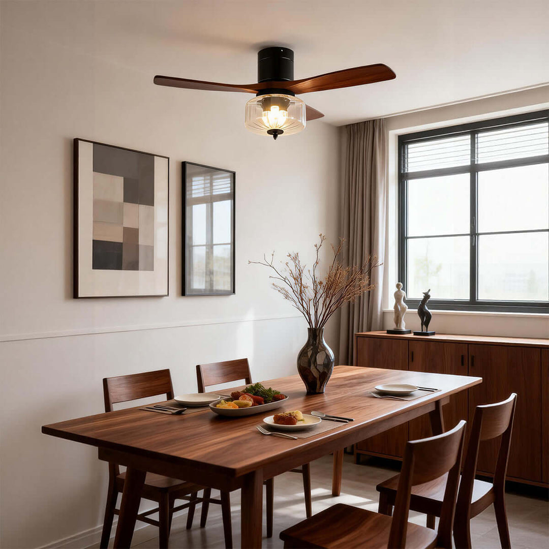 Mextro Ceiling Fan Light B | Vintage Wood Dining Light