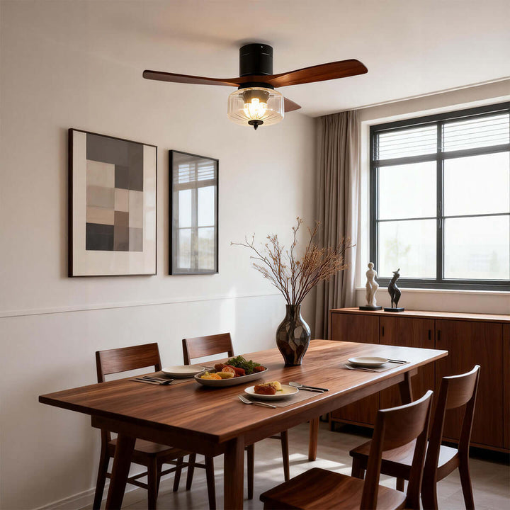 Mextro Ceiling Fan Light B | Vintage Wood Dining Light