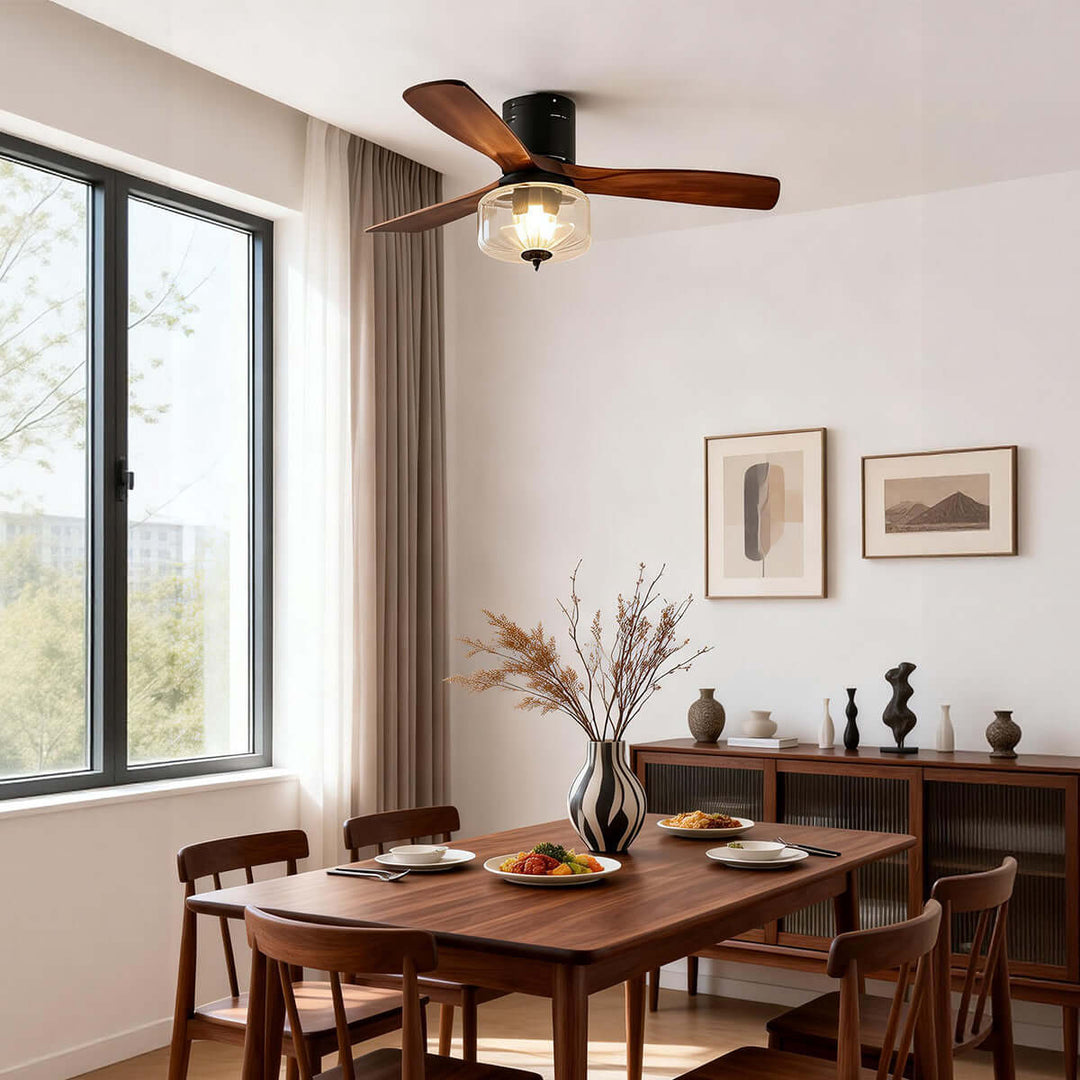 Mextro Ceiling Fan Light B | Vintage Wood Dining Light