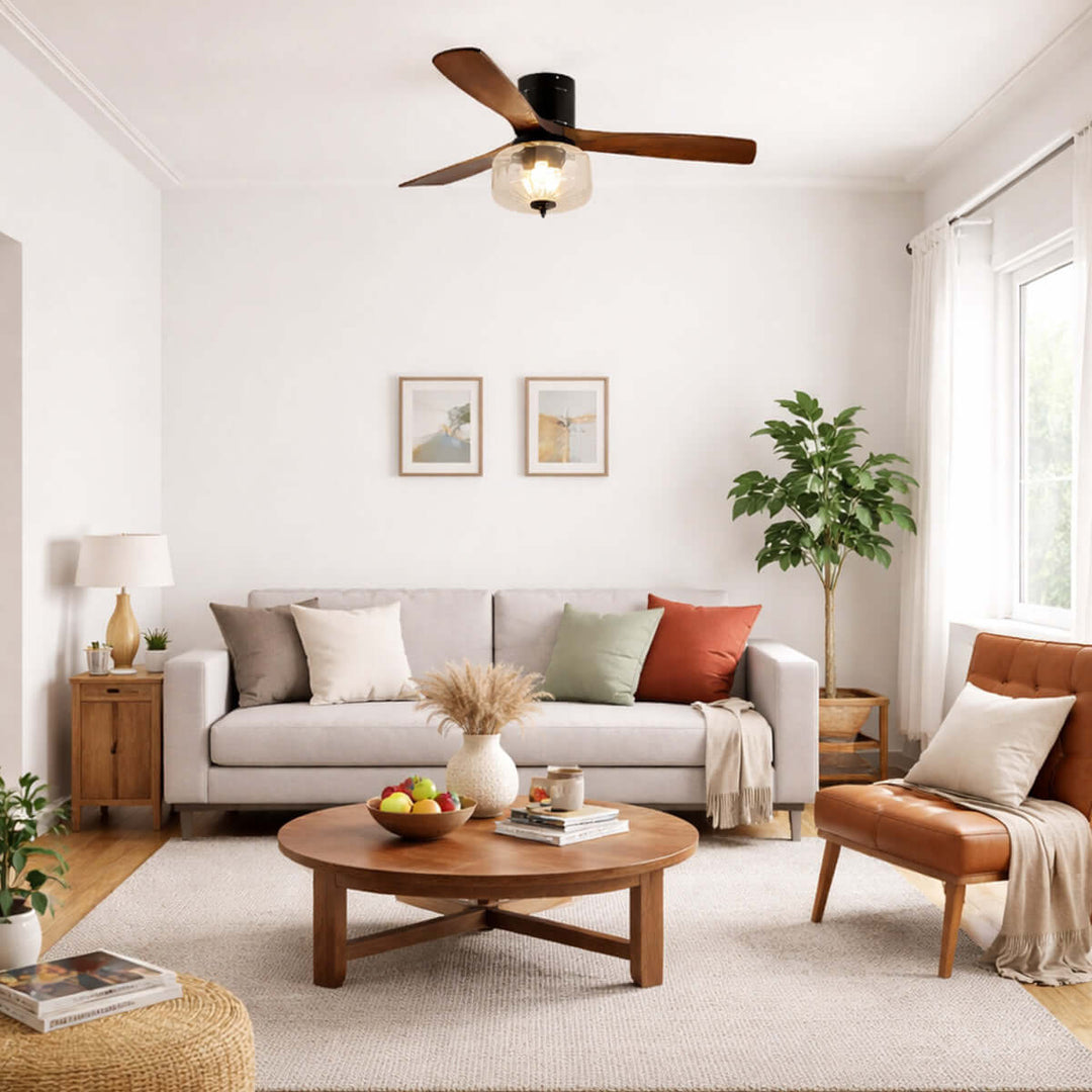 Mextro Ceiling Fan Light B | Vintage Wood Dining Light