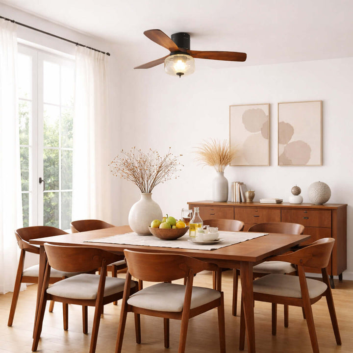 Mextro Ceiling Fan Light B | Vintage Wood Dining Light
