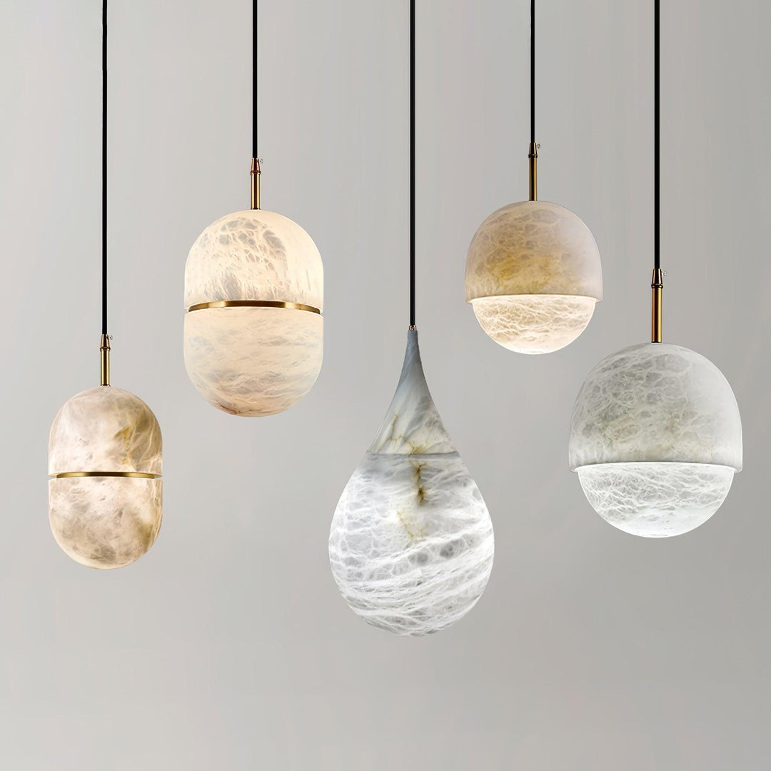 Mid Century Alabaster Prague Pendant Light | Kitchen Island Hanging | Vinlighting | Vinlighting