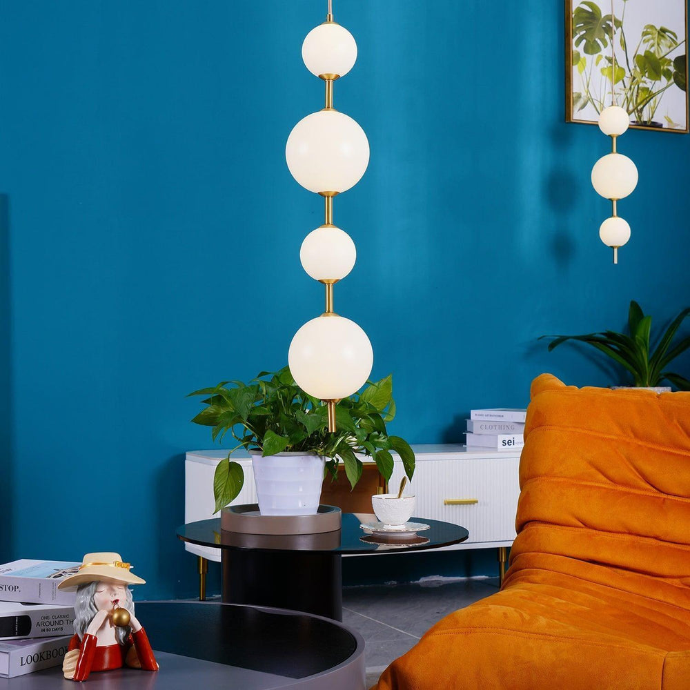 Mid Century Brass Glass Pendant Light - LED Hanging Lamp for Bedroom | Vinlighting | Vinlighting