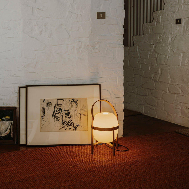 Mid Century Modern Portable Lantern Glass Table Lamp | Vinlighting | Vinlighting