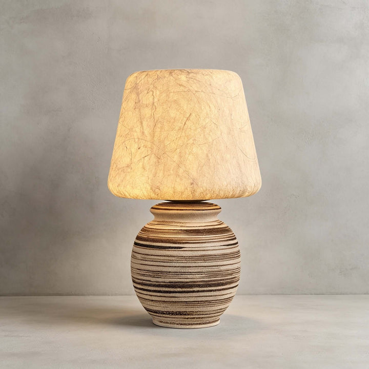 Mireya Handcrafted Ceramic Table Lamp with Silk Shade Bedside