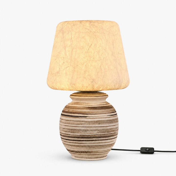 Mireya Handcrafted Ceramic Table Lamp with Silk Shade Bedside