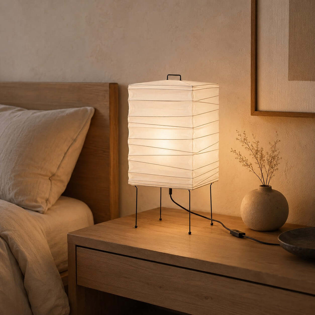 Mirobi Table Lamp | Washi Paper Light for Bedroom Nightstand