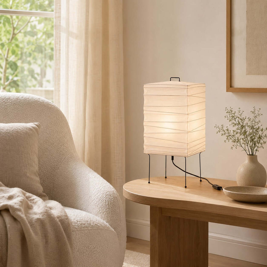 Mirobi Table Lamp | Washi Paper Light for Bedroom Nightstand