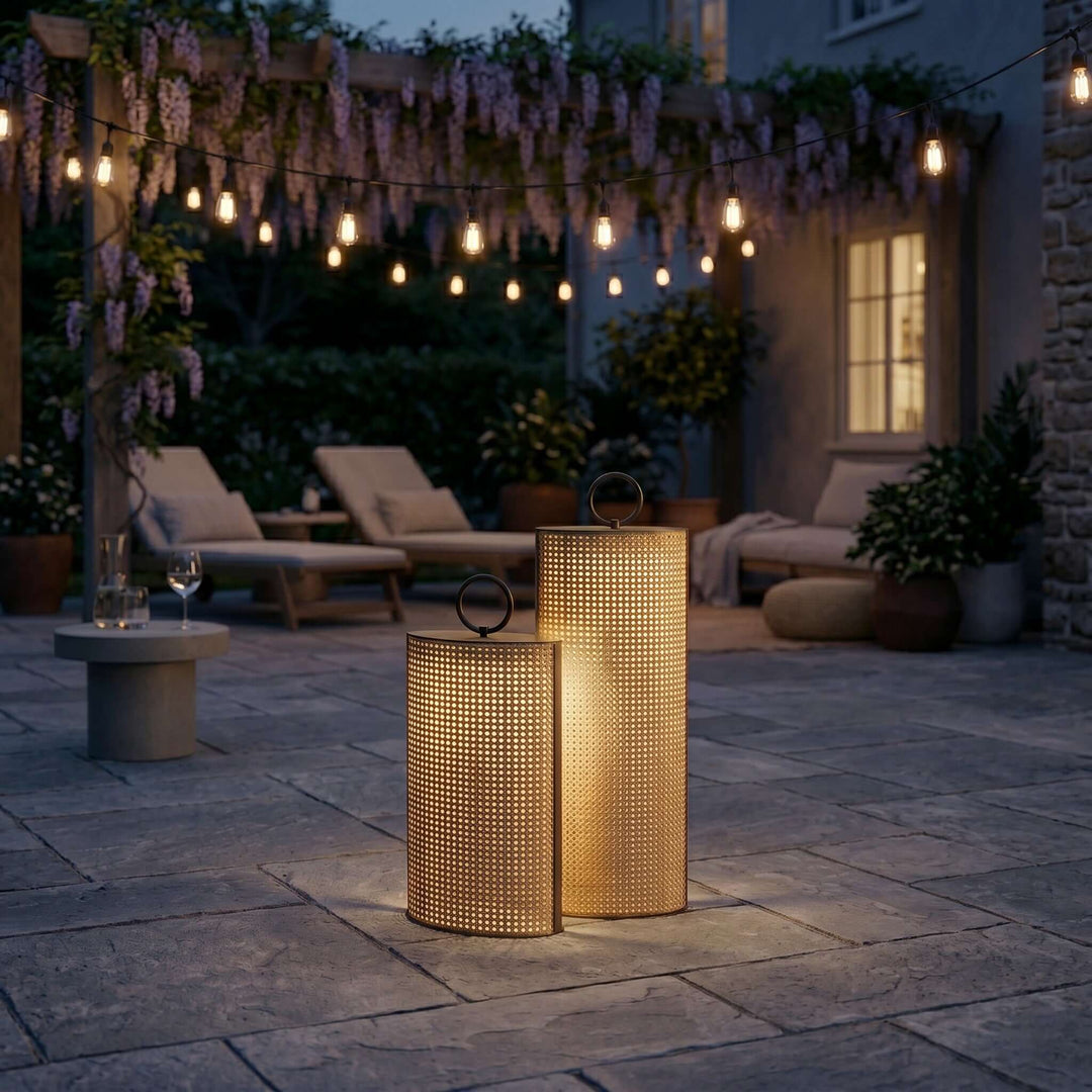 Mivora Outdoor Floor Lamp - Woven Outdoor Lawn Lamp