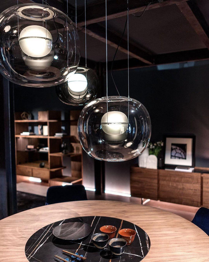 Modern Clear Glass Globe Pendant Light - Hanging for Kitchen Island | Vinlighting | Vinlighting