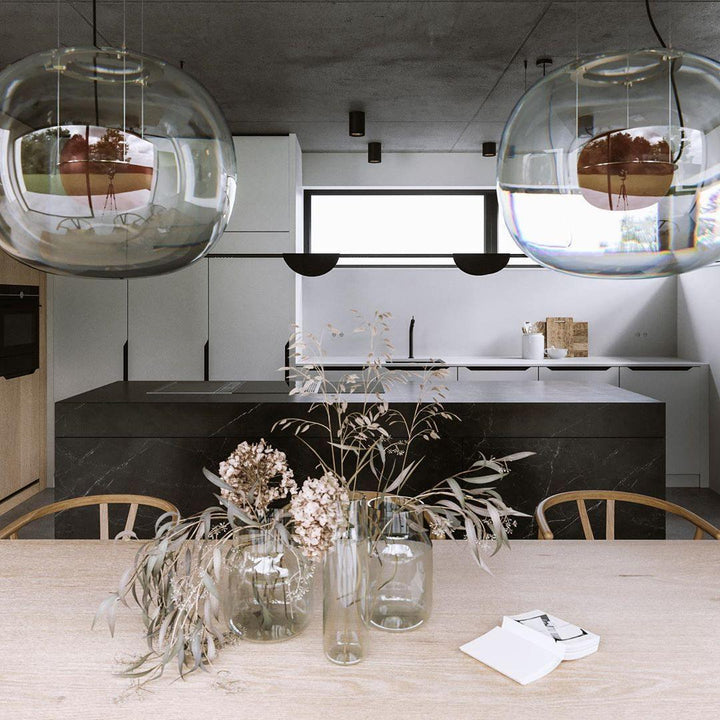 Modern Clear Glass Globe Pendant Light - Hanging for Kitchen Island | Vinlighting | Vinlighting