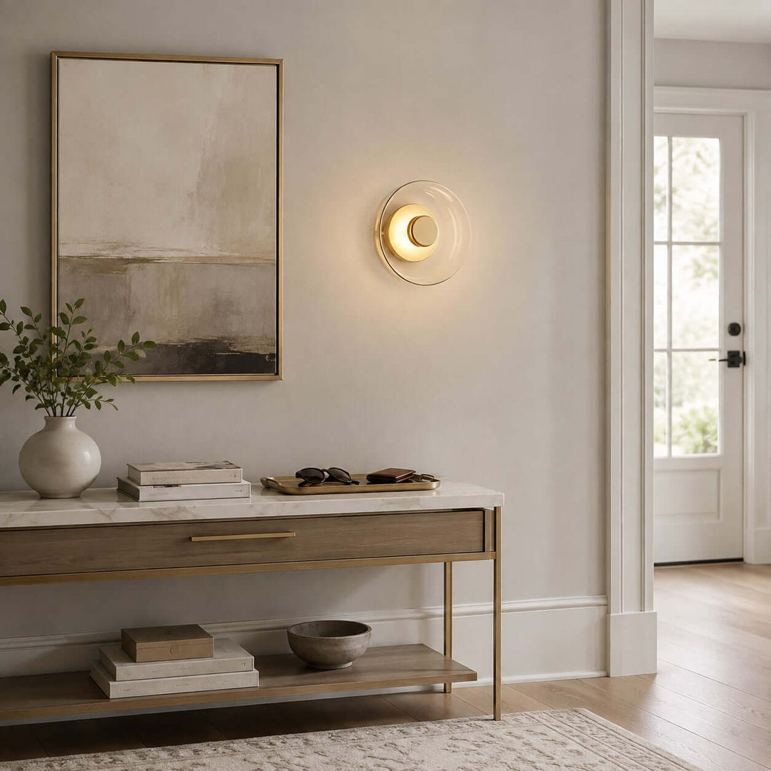 Modern LED Glass Wall Sconce for Bedroom and Hallway Walls