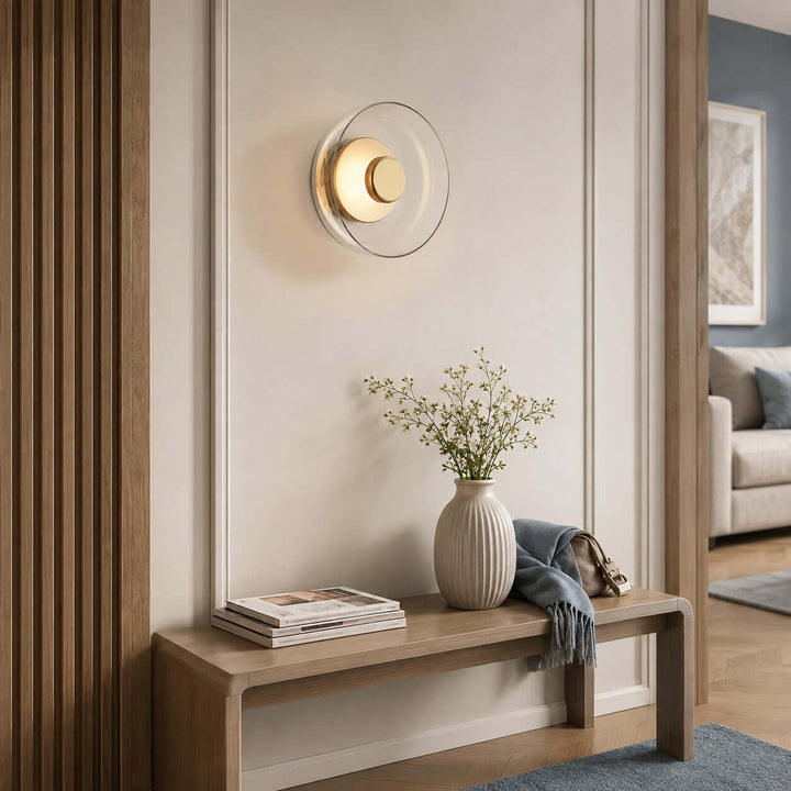 Modern LED Glass Wall Sconce for Bedroom and Hallway Walls