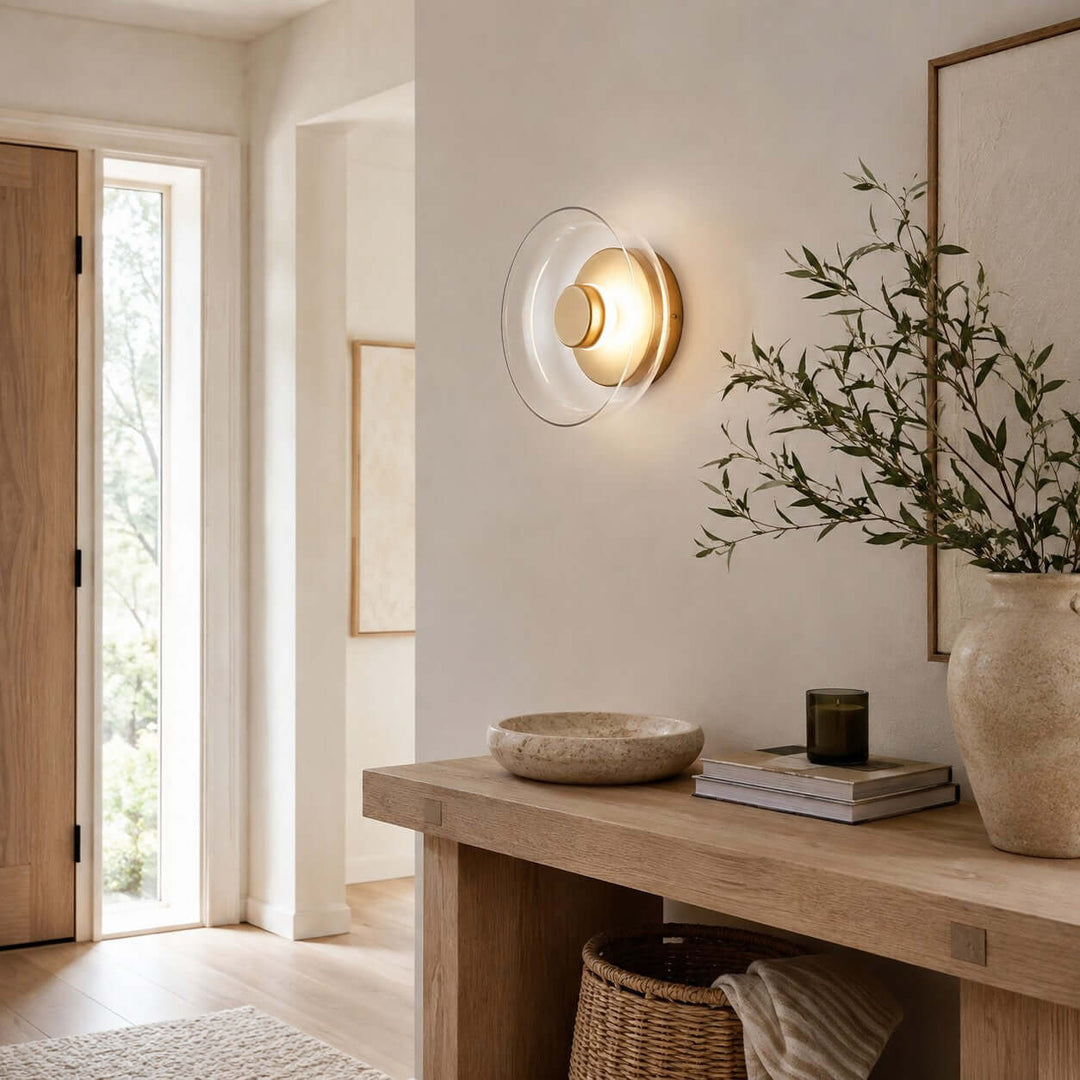 Modern LED Glass Wall Sconce for Bedroom and Hallway Walls