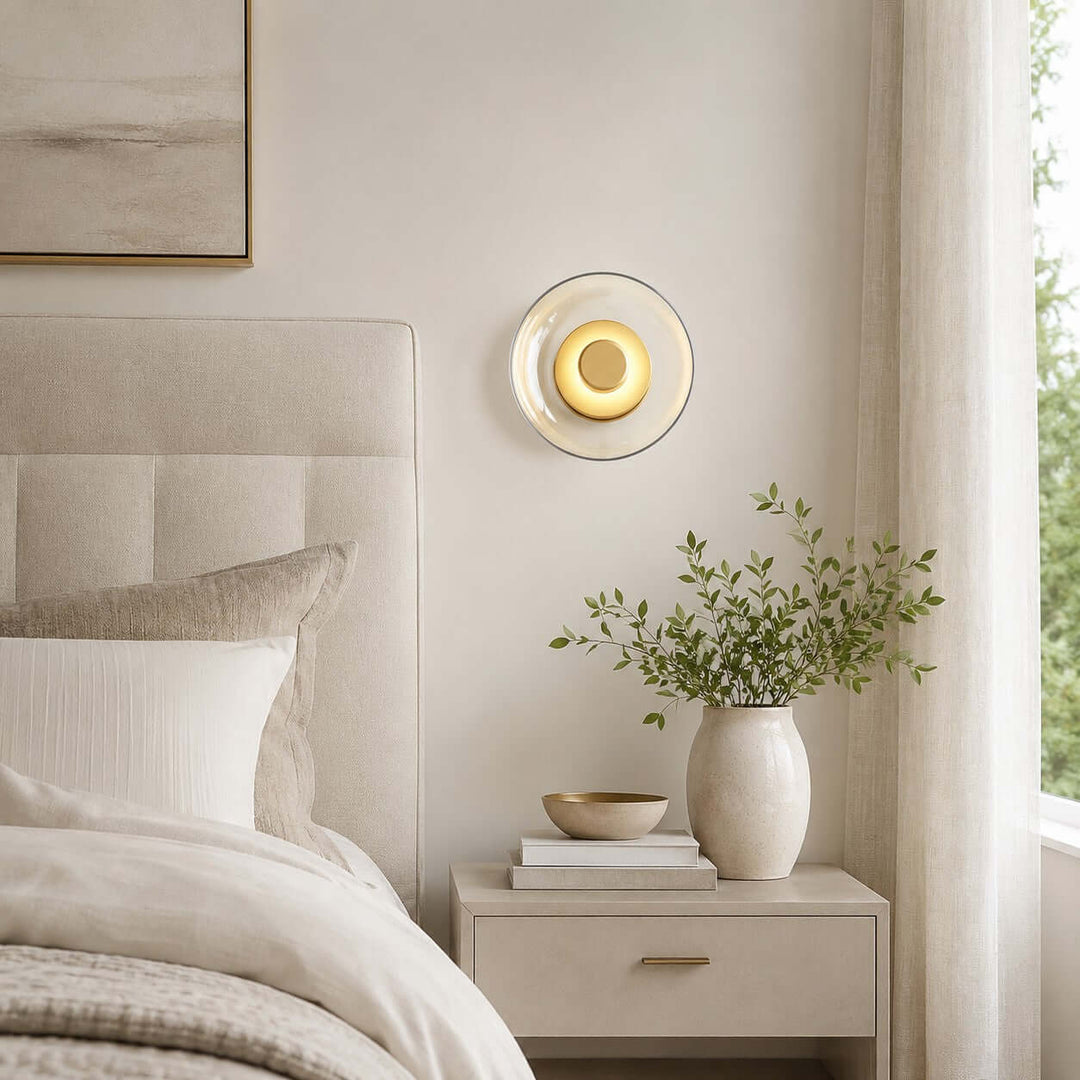 Modern LED Glass Wall Sconce for Bedroom and Hallway Walls