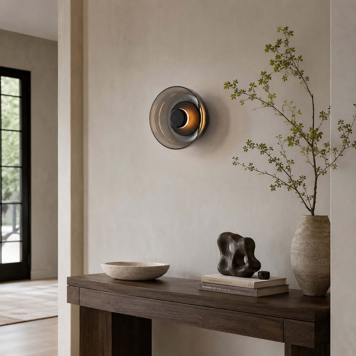 Modern LED Glass Wall Sconce for Bedroom and Hallway Walls