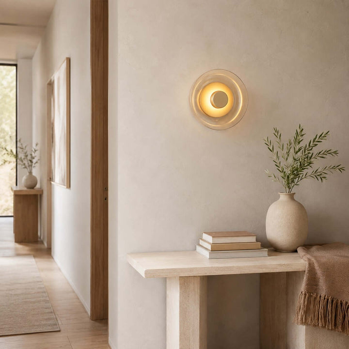 Modern LED Glass Wall Sconce for Bedroom and Hallway Walls