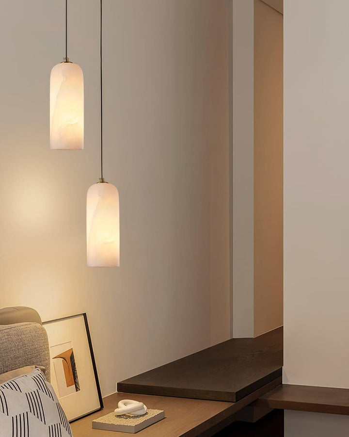 Monty Pendant Lamp | Brass Alabaster Hanging Light for Bedside & Bar | Vinlighting | Vinlighting