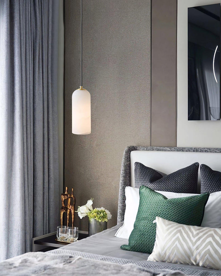 Monty Pendant Lamp | Brass Alabaster Hanging Light for Bedside & Bar | Vinlighting | Vinlighting