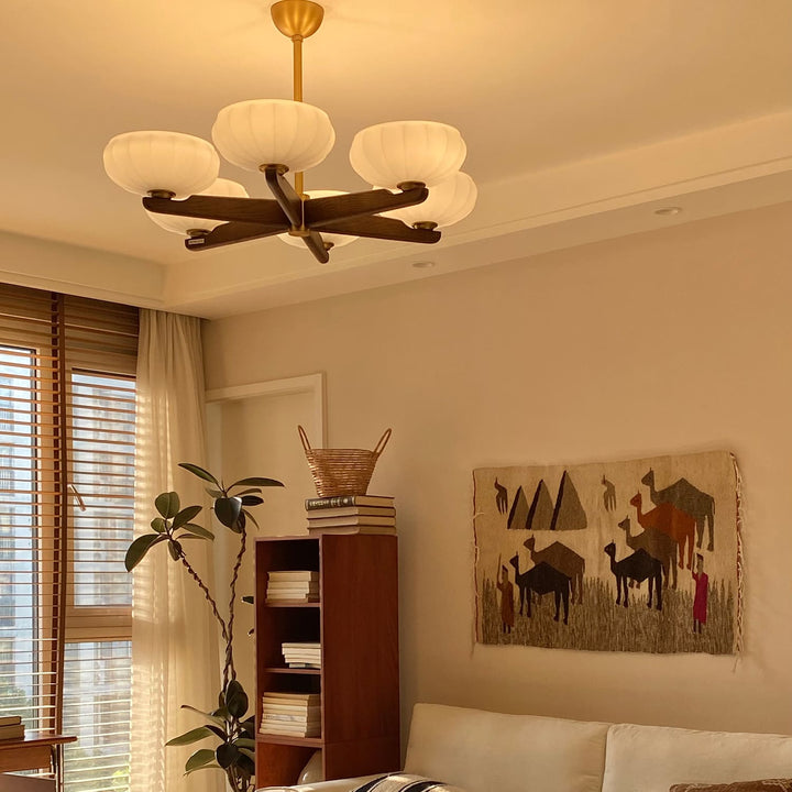 Moralyn Chandelier – Contemporary Wood & Metal Lighting for Bedroom