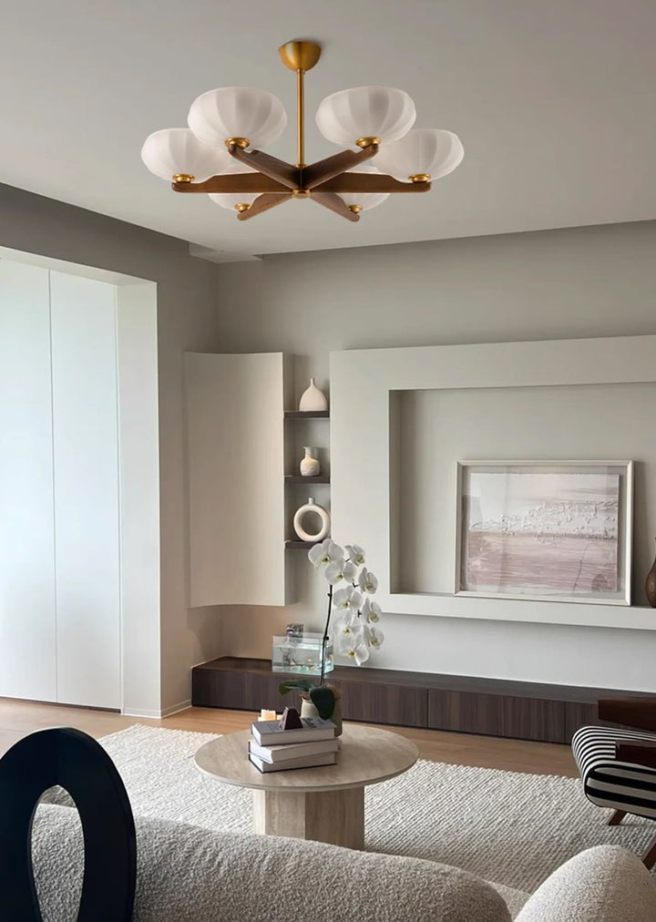 Moralyn Chandelier – Contemporary Wood & Metal Lighting for Bedroom