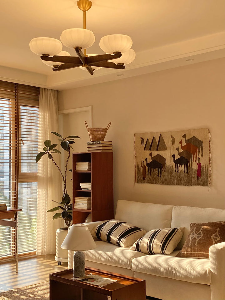 Moralyn Chandelier – Contemporary Wood & Metal Lighting for Bedroom