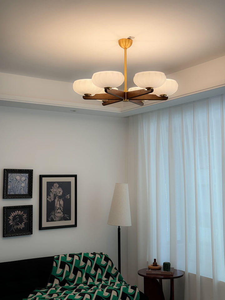 Moralyn Chandelier – Contemporary Wood & Metal Lighting for Bedroom
