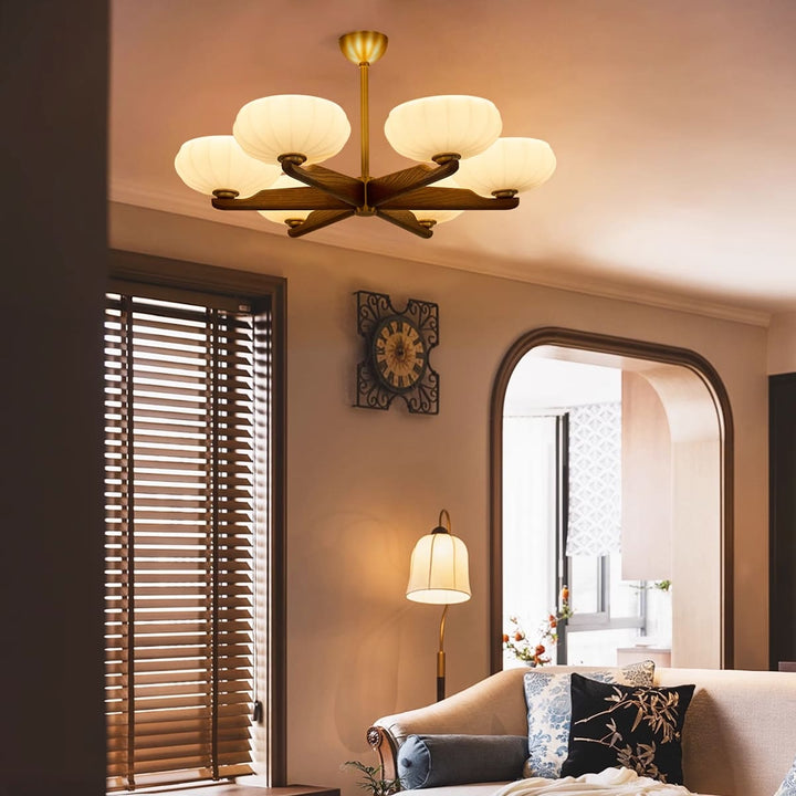 Moralyn Chandelier – Contemporary Wood & Metal Lighting for Bedroom