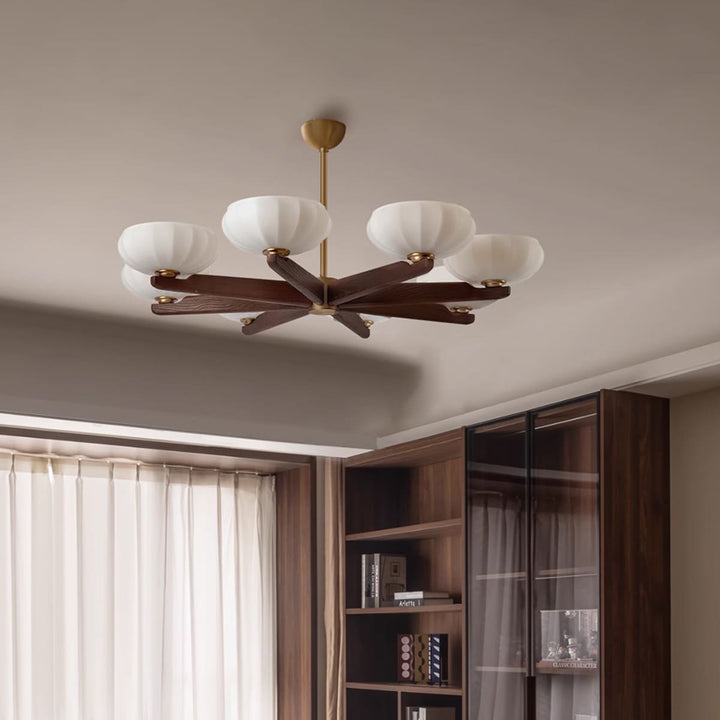 Moralyn Chandelier – Contemporary Wood & Metal Lighting for Bedroom