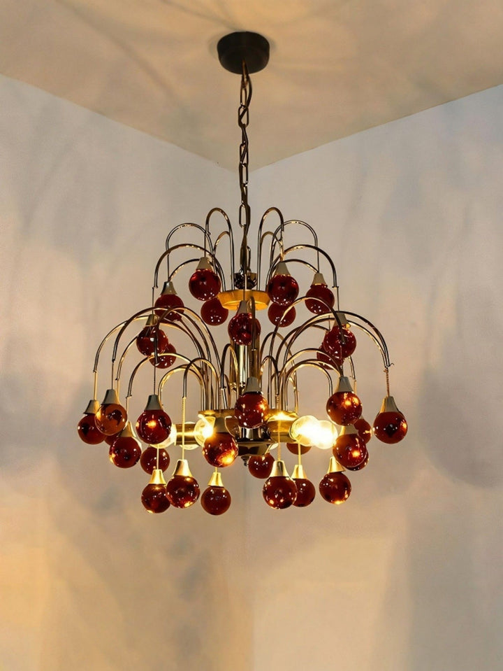 Murano Cherry Glass Chandelier – Modern Dining Room Pendant Light | Vinlighting