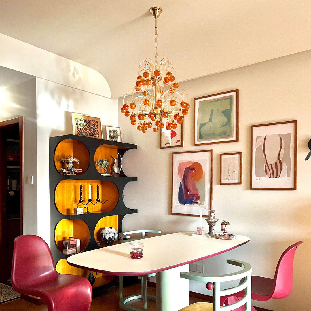 Murano Cherry Glass Chandelier – Modern Dining Room Pendant Light | Vinlighting