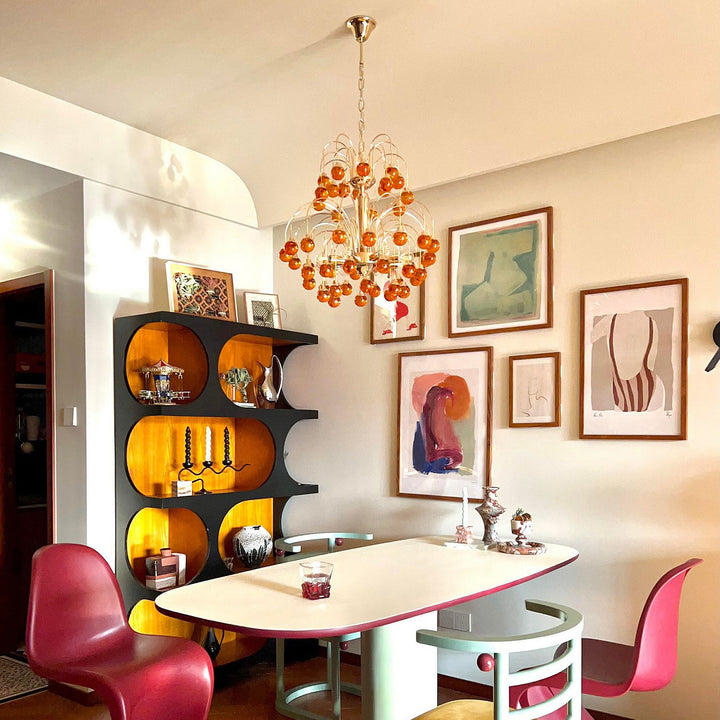 Murano Cherry Glass Chandelier – Modern Dining Room Pendant Light | Vinlighting