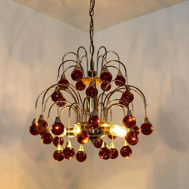 Murano Cherry Glass Chandelier – Modern Dining Room Pendant Light | Vinlighting