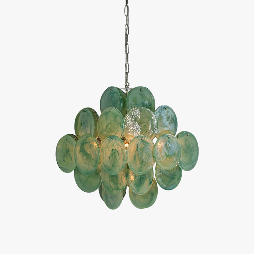 Murano Disk Chandelier 20" - Handmade French Glass Luxury Light