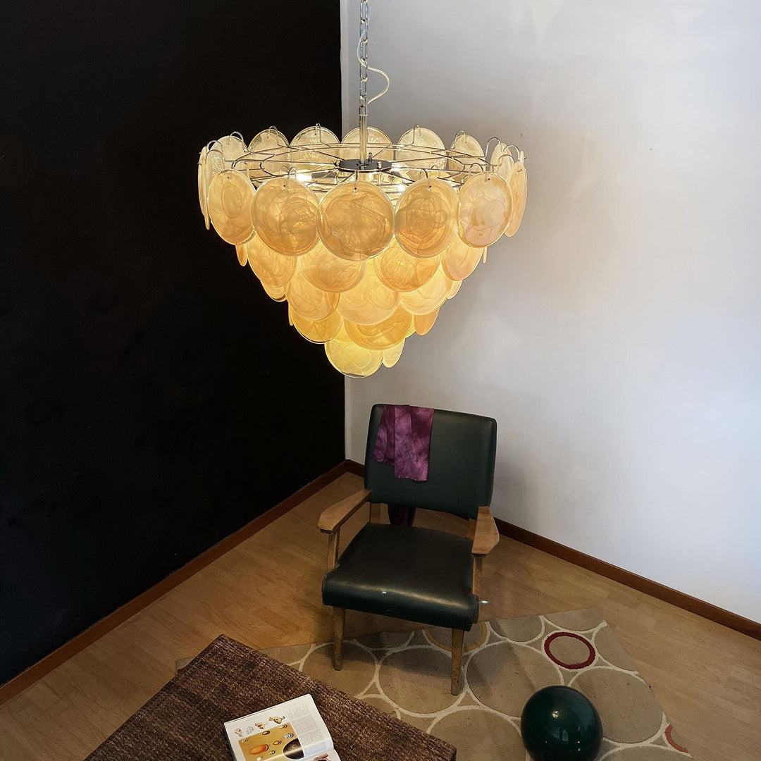 Murano Disk Chandelier 27" – French Light Luxury Living Room Decoration