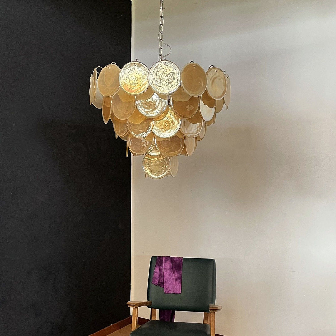 Murano Disk Chandelier 27" – French Light Luxury Living Room Decoration
