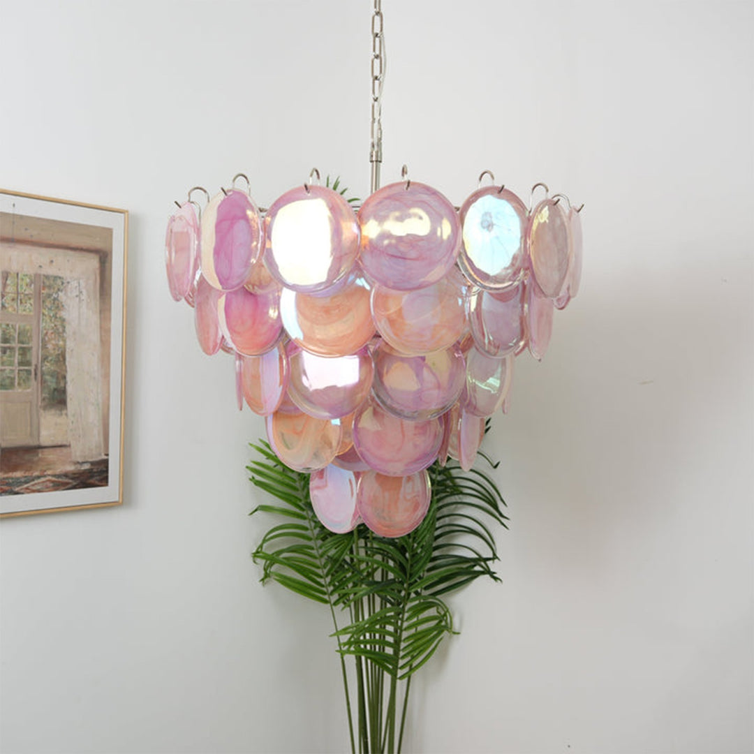 Murano Disk Chandelier 27" – French Light Luxury Living Room Decoration