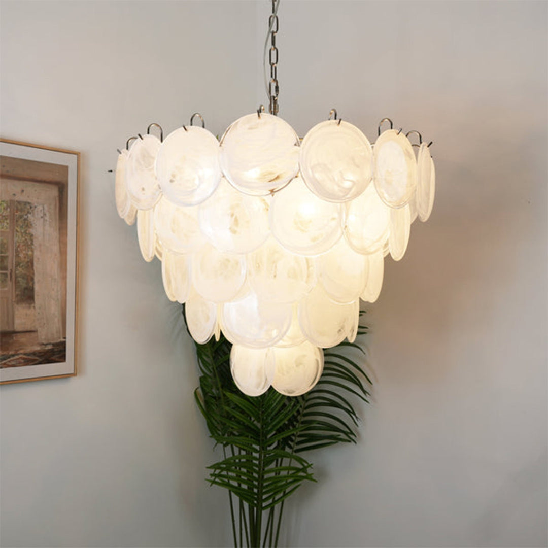 Murano Disk Chandelier 27" – French Light Luxury Living Room Decoration