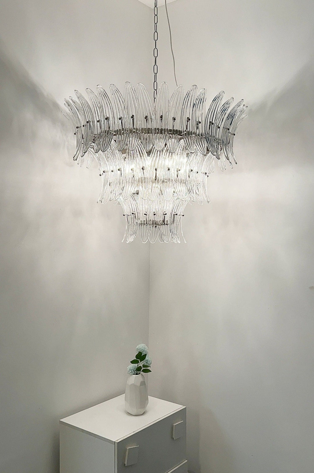 Murano Palmette Glass Chandelier – Modern Living Room Elegance