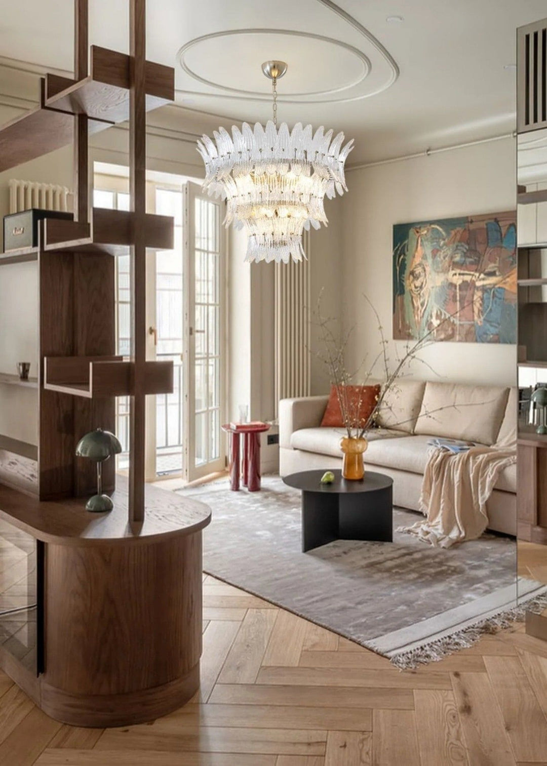 Murano Palmette Glass Chandelier – Modern Living Room Elegance