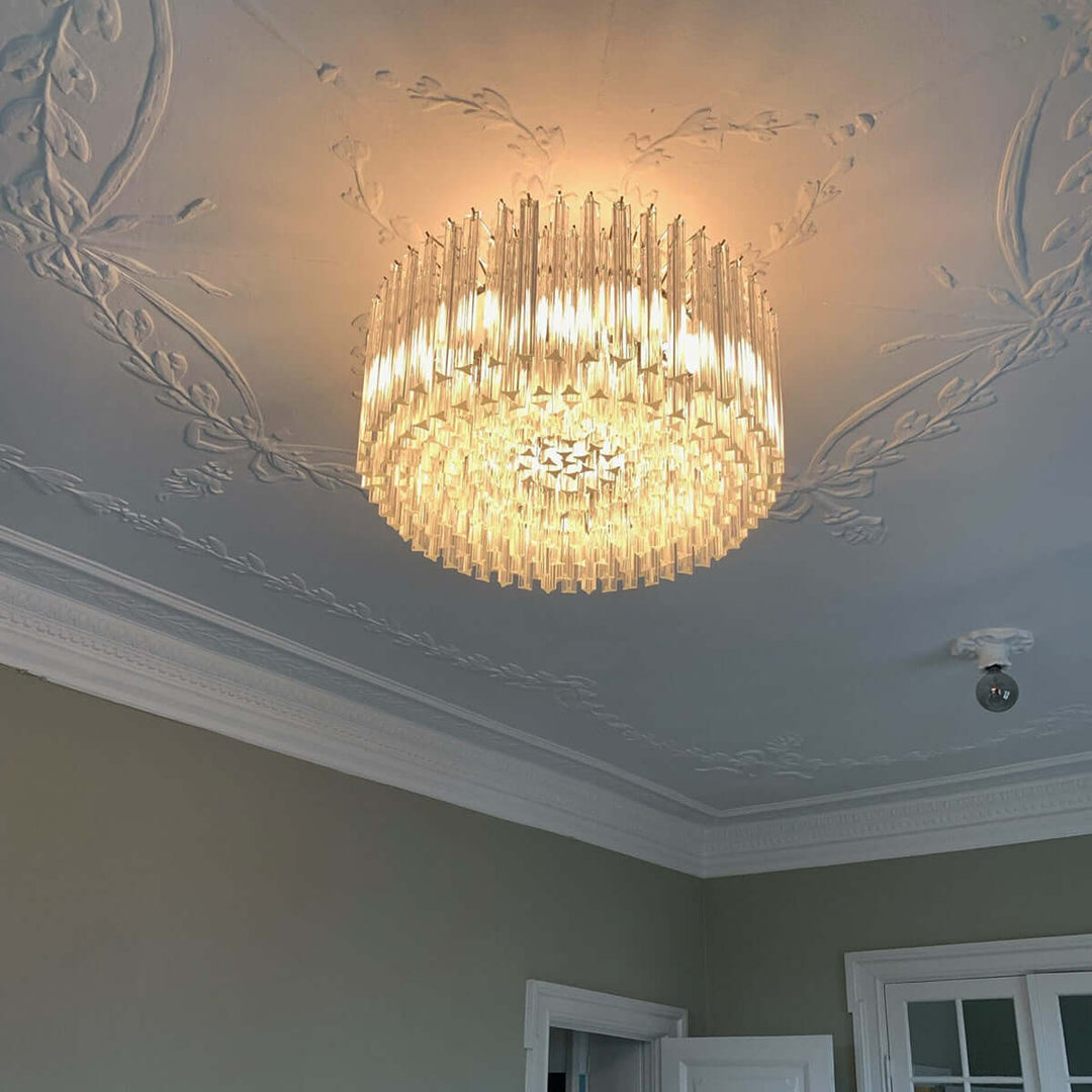 Murano Prisms Chandelier – Italian Round Dining Room Lamp