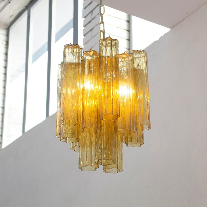 Murano Tubes Chandelier 19" – Italy Modern Murano Star Glass Lamp