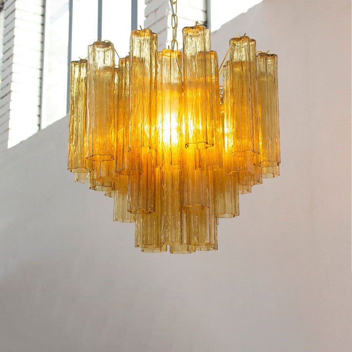 Murano Tubes Chandelier 23" – Italy Murano Star Glass Art Deco Lamp