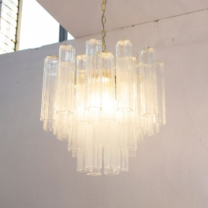 Murano Tubes Chandelier 23" – Italy Murano Star Glass Art Deco Lamp