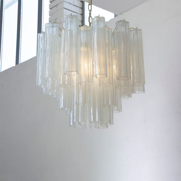 Murano Tubes Chandelier 23" – Italy Murano Star Glass Art Deco Lamp