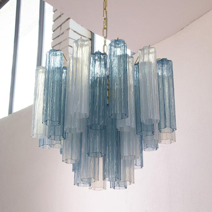 Murano Tubes Chandelier 23" – Italy Murano Star Glass Art Deco Lamp